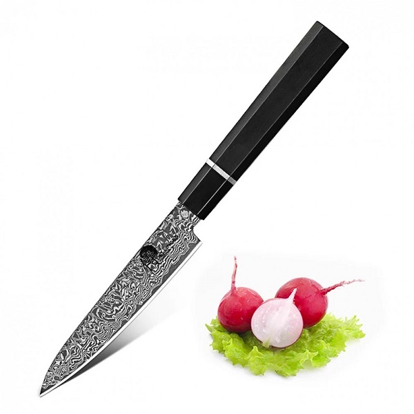 Japonský univerzální kuchyňský nůž Utility 125 mm série Octagona Ebony Wood